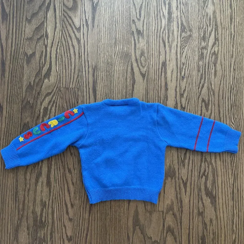 Vintage Clown Circus Sweater Knit Embroidered Baby Toddler Sz 24 Month Colorful
